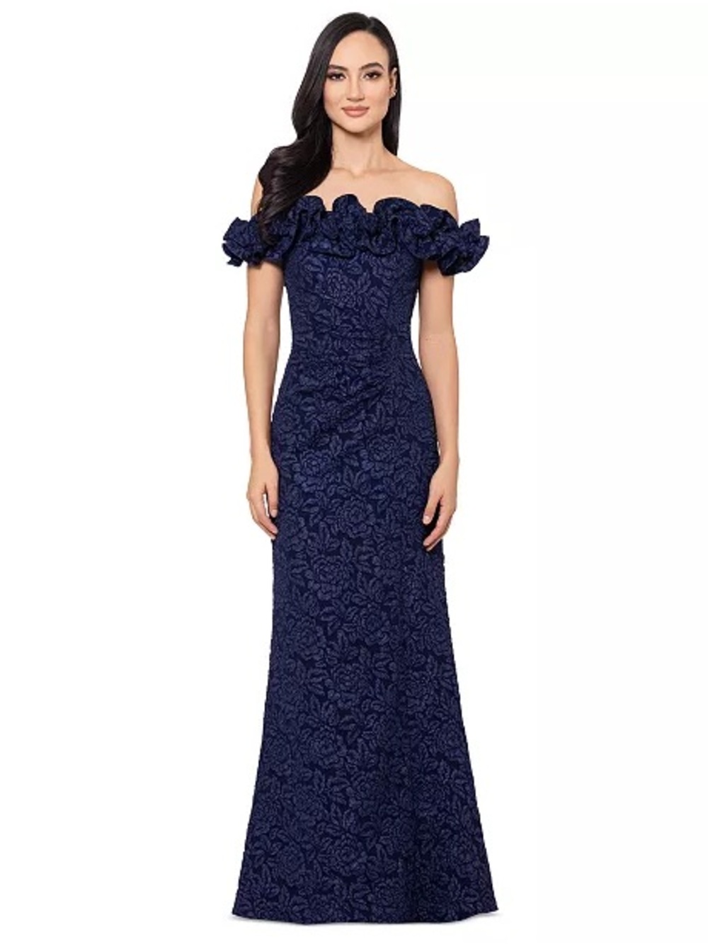 NWT Navy Off the Shoulder Gown